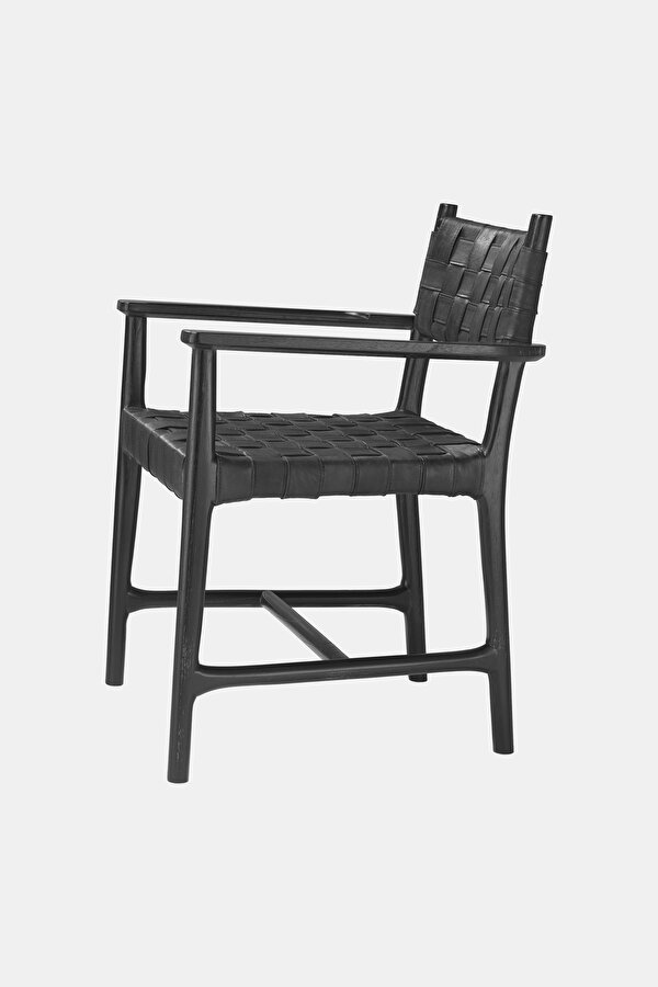 DINING CHAIR TIBERIO WITH ARM BLACK LEAT 2